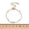 304 Stainless Steel Pave Clear Cubic Zirconia Bowknot Link Bracelets for Women BJEW-G759-10G-3