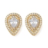 Brass Micro Pave Clear Cubic Zirconia Clip-on Earrings X-EJEW-H154-11A-G-4