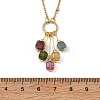 Natural Multicolor Tourmaline Faceted Cube Tassel Pendant 304 Stainless Steel Satellite Chain Necklaces for Women NJEW-JN06234-4