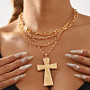 Alloy Multi Layered Necklaces for Women NJEW-U013-04G-1