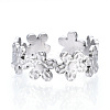 Non-Tarnish 304 Stainless Steel Flower Open Cuff Ring for Women RJEW-N040-33-2