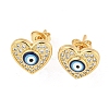 Evil Eye Real 18K Gold Plated Brass Stud Earrings EJEW-L269-087G-03-1