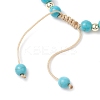 Adjustable Dyed Synthetic Turquoise & Shell Pearl Braided Bead Bracelets BJEW-JB10513-02-4