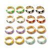 Daisy Flower Enamel Hoop Earrings EJEW-H091-02G-1