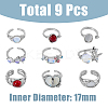 9Pcs 9 Style Cat Eye & Cubic Zirconia Open Cuff Rings Set RJEW-FI0001-12-2