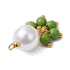 5Pcs 5 Colors ABS Plastic Imitation Pearl Round & Dyed Synthetic Turquoise Tassel Pendants PALLOY-JF03515-4