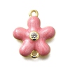 Brass Clear Cubic Zirconia Flower Connector Charms KK-P295-52G-02-1