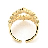 Crown Clear Cubic Zirconia Open Cuff Ring RJEW-L121-033G-3