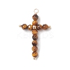 Natural Tiger Eye Faceted Round Copper Wire Wrapped Pendants PALLOY-JF02011-04-1