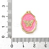 Oval with Butterfly Brass Enamel Locket Pendants KK-P334-18G-01-3