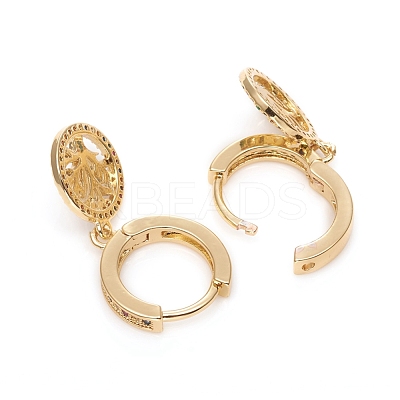 Brass Micro Pave Cubic Zirconia Huggie Hoop Earrings EJEW-G276-01G-1