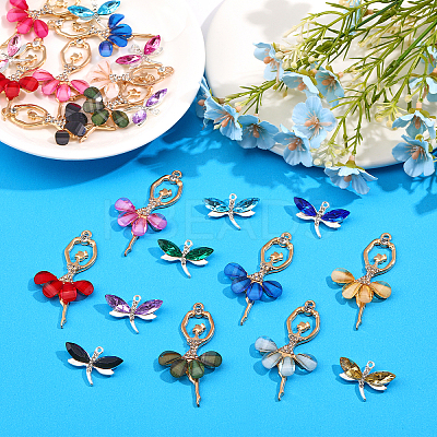 40Pcs 20 Styles Alloy Resin Big Pendants FIND-CA0006-81-1