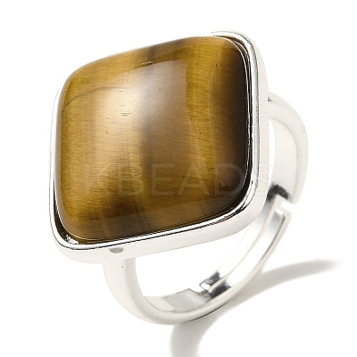Natural Tiger Eye Adjustable Rings RJEW-H240-01S-21-1