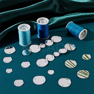 300pcs 3 style Flat Round Acrylic Mirror Sew on Rhinestone DIY-PH0013-83-1