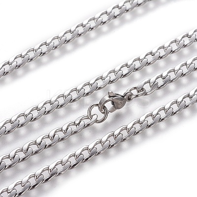 Non-Tarnish 304 Stainless Steel Curb Chain Necklaces LS-NJEW-E143-02P-1