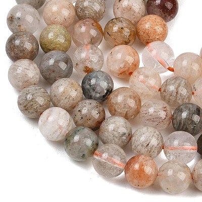 Natural Lodolite Quartz Beads Strands G-Z133-A02-8mm-01-1