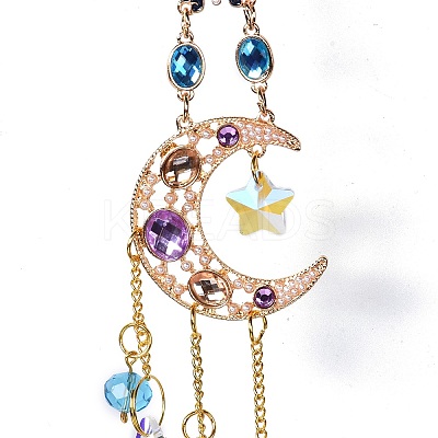 Glass Teardrop Moon Window Hanging Suncatchers HJEW-B006-02B-1