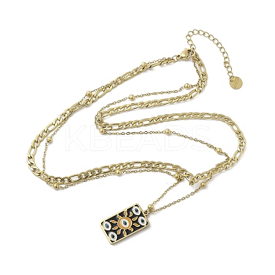 304 Stainless Steel Enamel Sun Eye Pendant Double Layer Necklaces for Women STAS-Z105-04G-1