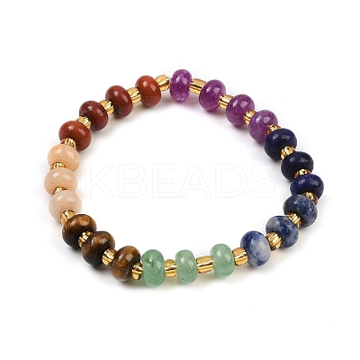 Natural & Synthetic Mixed Gemstone Beads Stretch Bracelets for Women BJEW-B146-01A-1