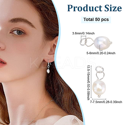50Pcs Grade B Natural Cultured Freshwater Pearl Rice Charms PEAR-ME0001-04S-1