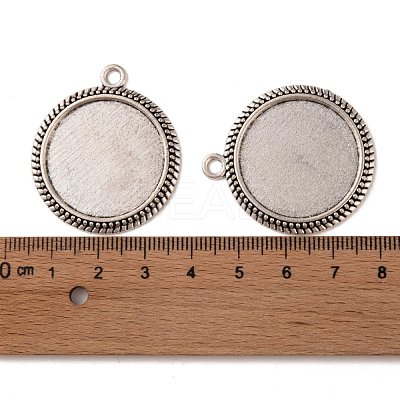 Tibetan Style Alloy Flat Round Pendant Cabochon Settings TIBEP-M022-54AS-1