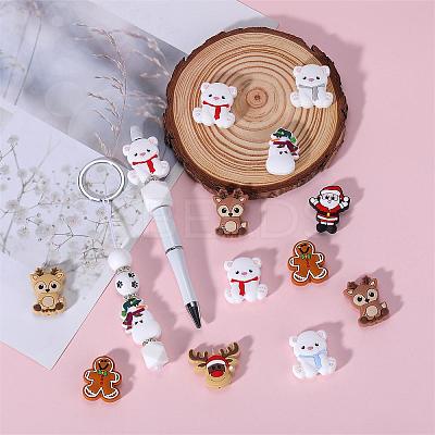 18Pcs 9 Style Christmas Themed Food Grade Eco-Friendly Silicone Focal Beads SIL-SZ0001-16-1