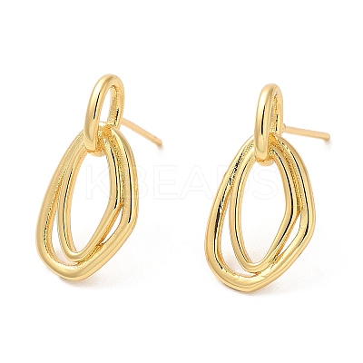 Rack Plating Brass Twist Oval Dangle Stud Earrings EJEW-D061-35G-1