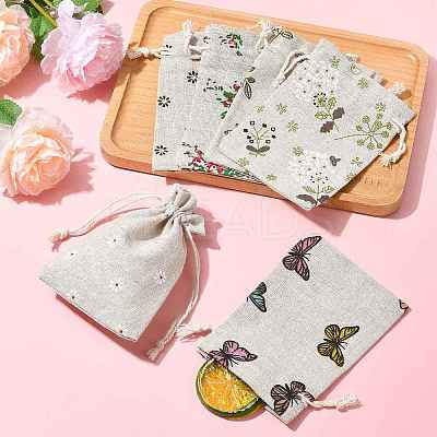 24Pcs 6 Colors Polycotton(Polyester Cotton) Packing Pouches Drawstring Bags ABAG-FS0001-12-1