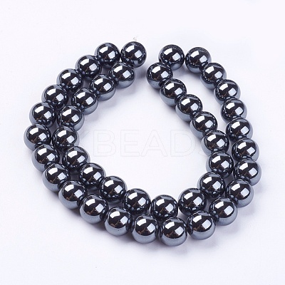 Non-Magnetic Synthetic Hematite Beads Strands G-H1623-8mm-3-1