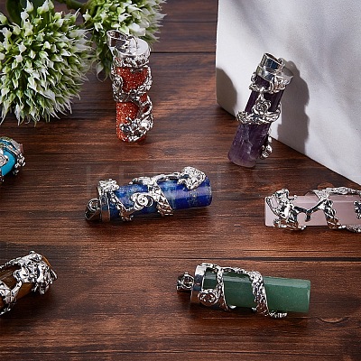 7Pcs 7 Style Natural & Synthetic Gemstone Pendants G-SC0001-48-1