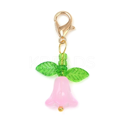 8Pcs Tulip Acrylic & Glass Pendant Decorations HJEW-JM03081-01-1