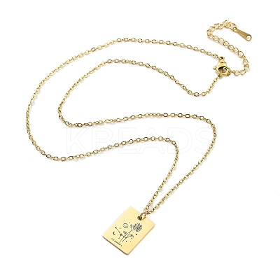 Birthday Flower 304 Stainless Steel Pendant Nacklaces For Women STAS-S124-03G-04-1