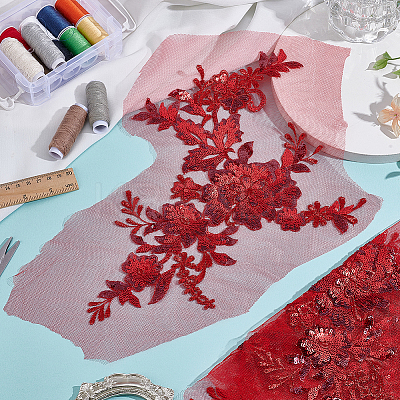 Flower Polyester Embroidery Sew on Appliques PATC-WH0020-33D-1