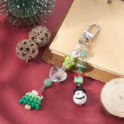 Christmas Handmade Lampwork Pendant Decorations HJEW-TA00021-1