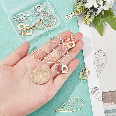 16Pcs 4 Style 201 Stainless Steel Pendants STAS-DC0006-57-1