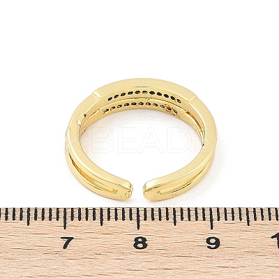 Brass Micro Pave Cubic Zirconia Open Cuff Rings for Women RJEW-R011-01G-02-1