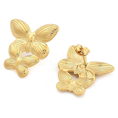 Ion Plating(IP) 304 Stainless Steel Butterfly Stud Earrings EJEW-G414-02G-02-1