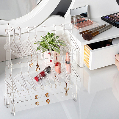 Coat Hanger Shaped Acrylic Earring Display Stands EDIS-WH0029-90-1
