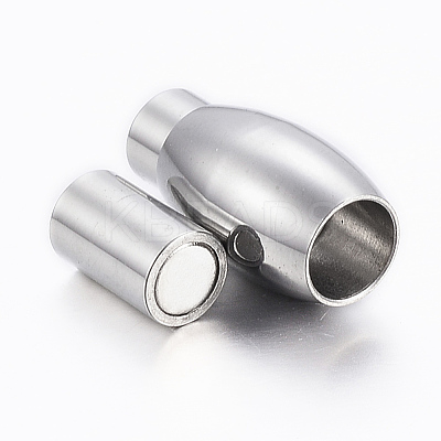 Tarnish Resistant Smooth 304 Stainless Steel Magnetic Clasps with Glue-in Ends X-STAS-H402-18P-4mm-1