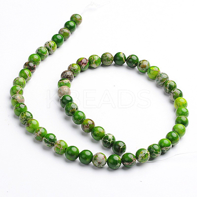 Dyed & Heated Natural Imperial Jasper Round Bead Strands G-M274-02-10mm-1