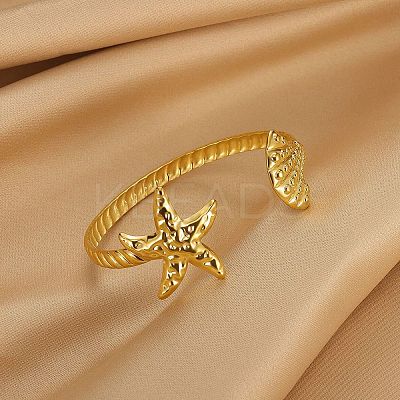 304 Stainless Steel Cuff Bangles for Women BJEW-C122-01G-1