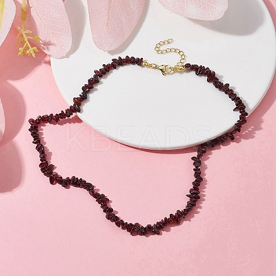 Natural Garnet Chip Beaded Necklace NJEW-JN04616-09-1