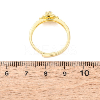 Brass Micro Pave Clear Cubic Zirconia Cuff Rings for Women RJEW-U047-37A-G-1