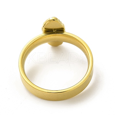 PVD Vacuum Plating 304 Stainless Steel Oval with Virgin Mary Finger Ring for Women RJEW-A013-02G-02-1