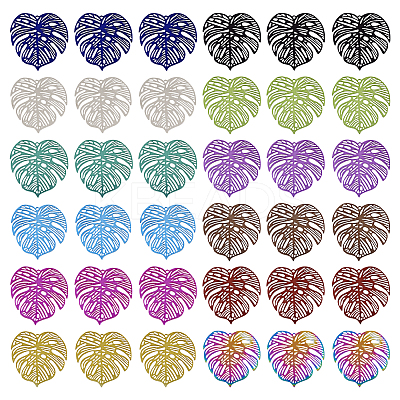 48Pcs 12 Styles 430 & 201 Stainless Steel Filigree Pendants STAS-TA0002-19-1