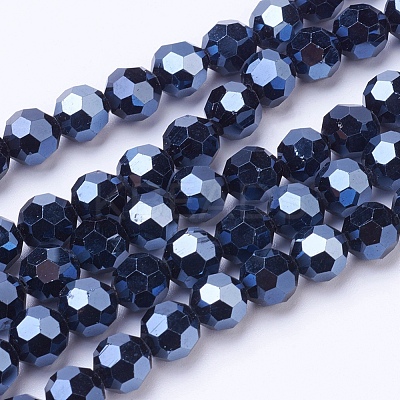 Faceted(32 Facets)(32 Facets) Electroplate Glass Beads Strand X-EGLA-J042-6mm-F01-1