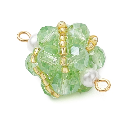 Glass Beaded Round Sphere Links PALLOY-MZ00874-02-1