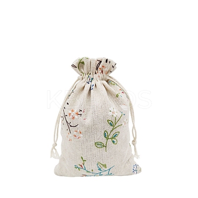 Printed Cotton Imitation Burlap Packing Pouches Drawstring Bags PW-WG7B662-22-1