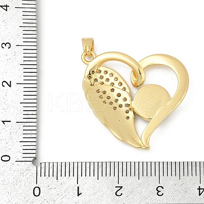 Brass Micro Pave Clear Cubic Zirconia with Glass Pendants KK-G524-01G-07-1