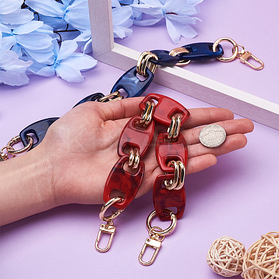 2Pcs 2 Colors Acrylic Curb Chain Bag Strap FIND-GN0001-29-1